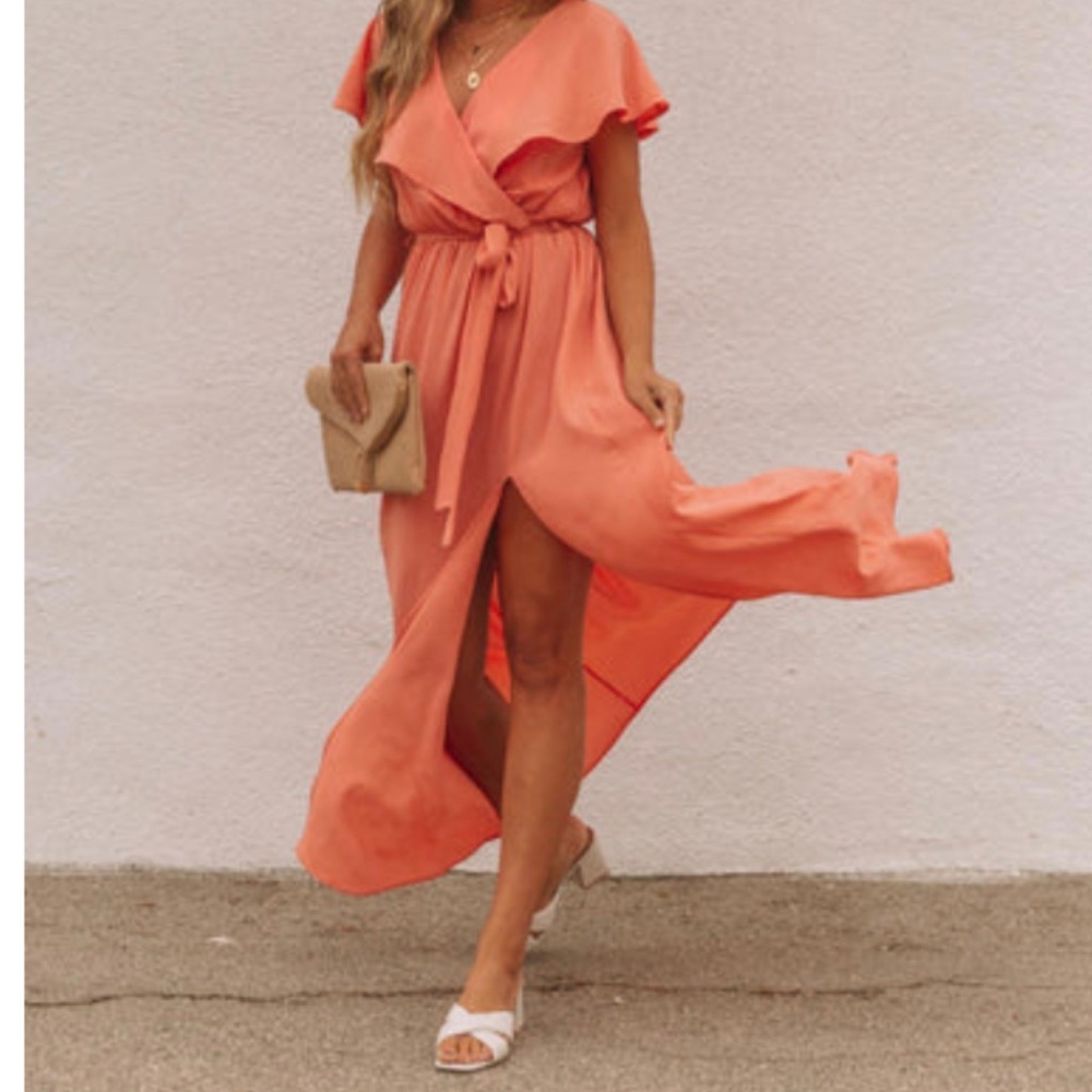 Lost In The Moment Maxi Dress - Peach - Medium